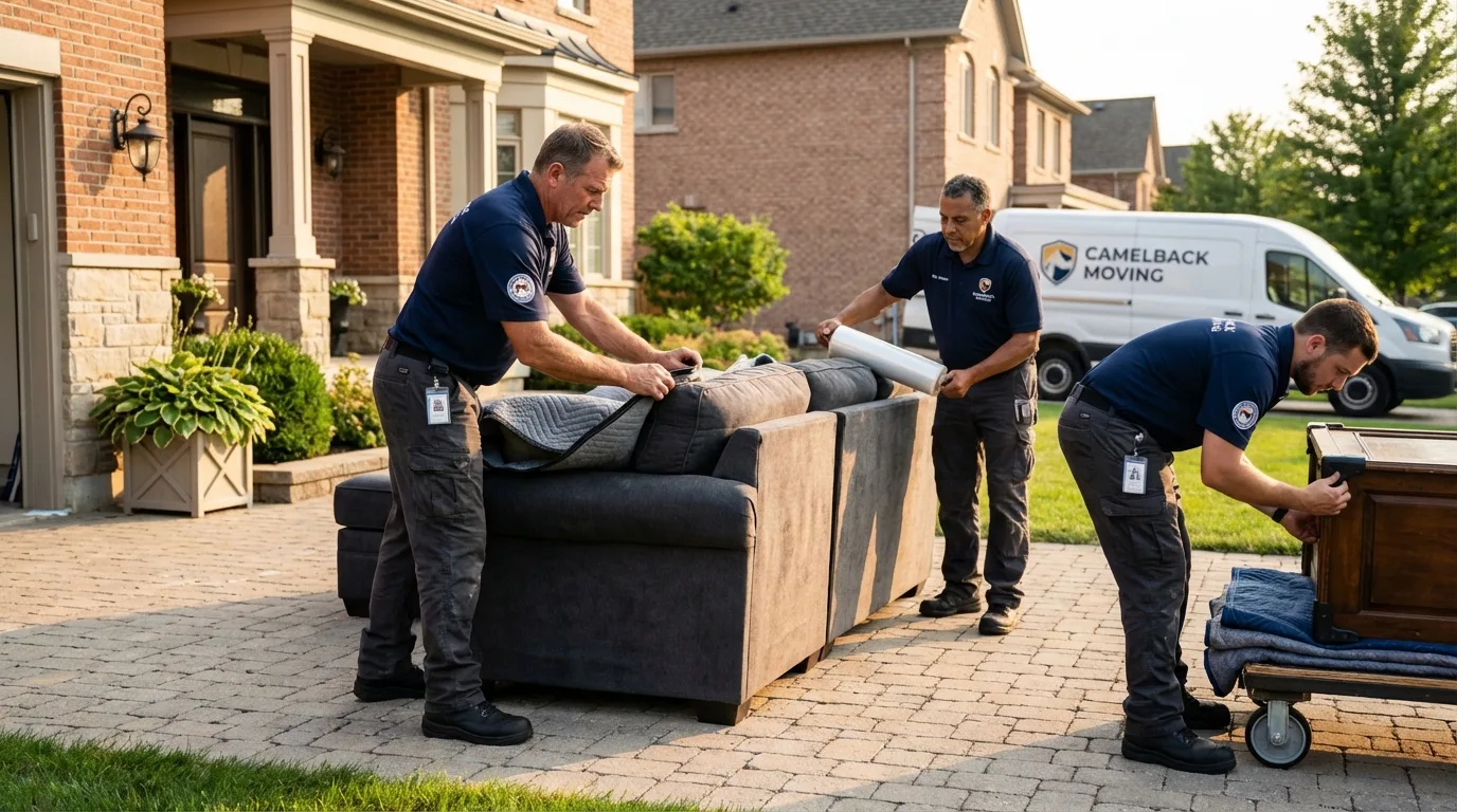 Large estate moving crew wrapping furniture in Smithfield, NC
